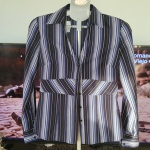 ❗️ FASHIONABLE Striped Women's Top - Black , White and BLUE ❗️